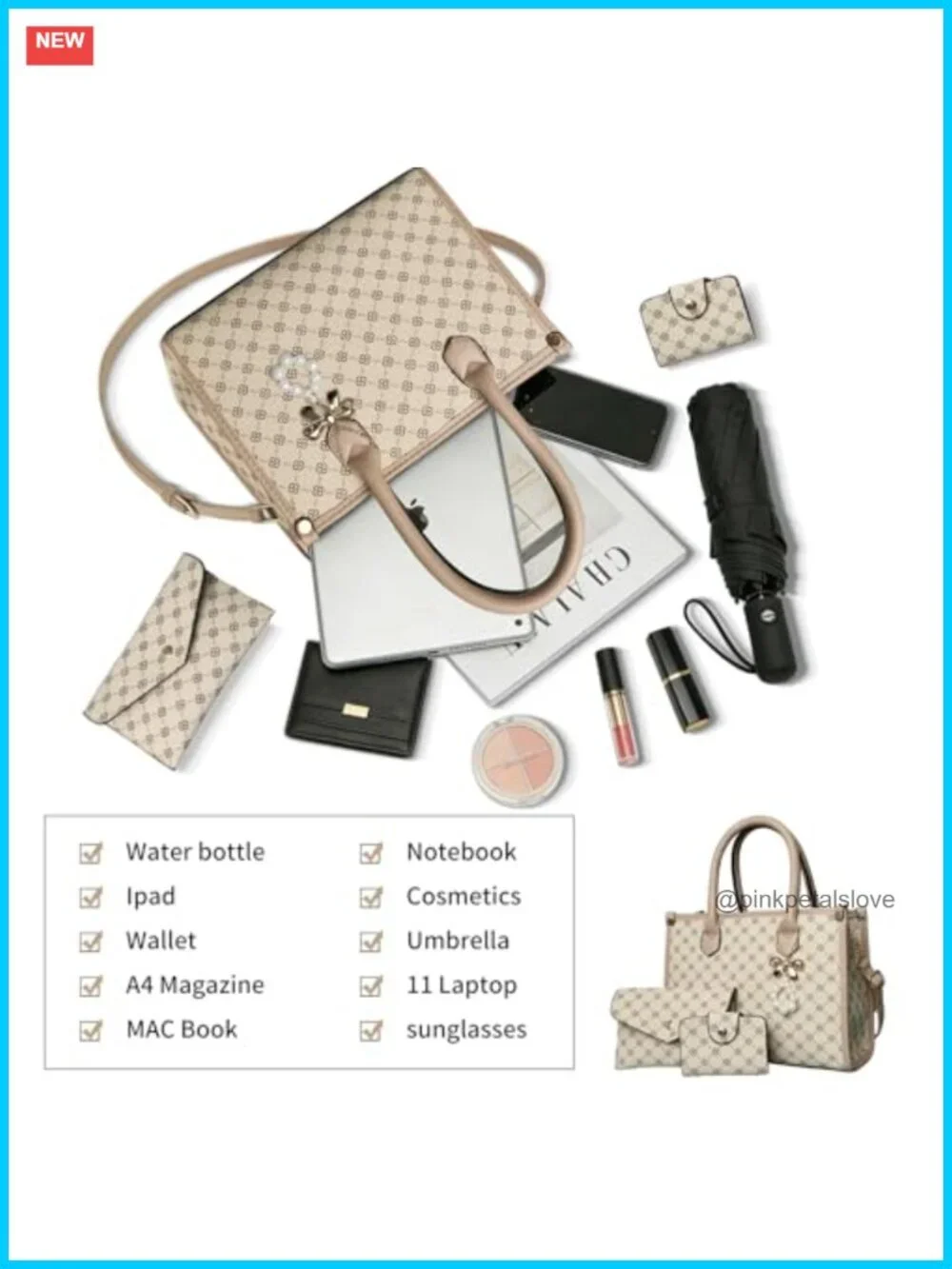 3-Piece PU Leather Satchel Purse Set with Adjustable Shoulder Strap
